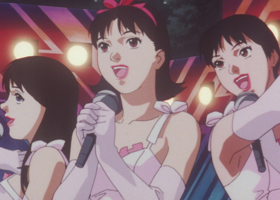 Illustration showing three characters singing