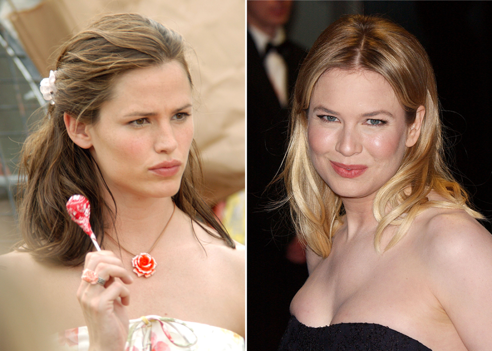 On left, Jennifer Garner as Jenna Rink; on right, Renee Zellweger at BAFTA Awards in 2004.