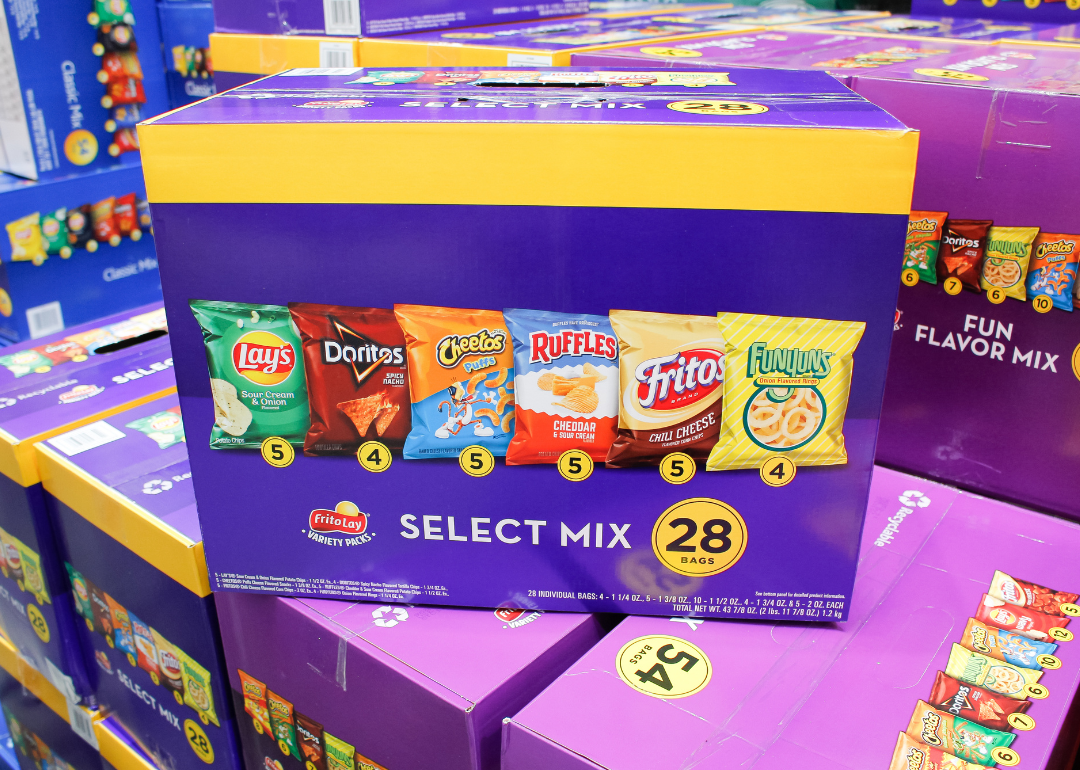 Frito Lay variety snack pack on display.