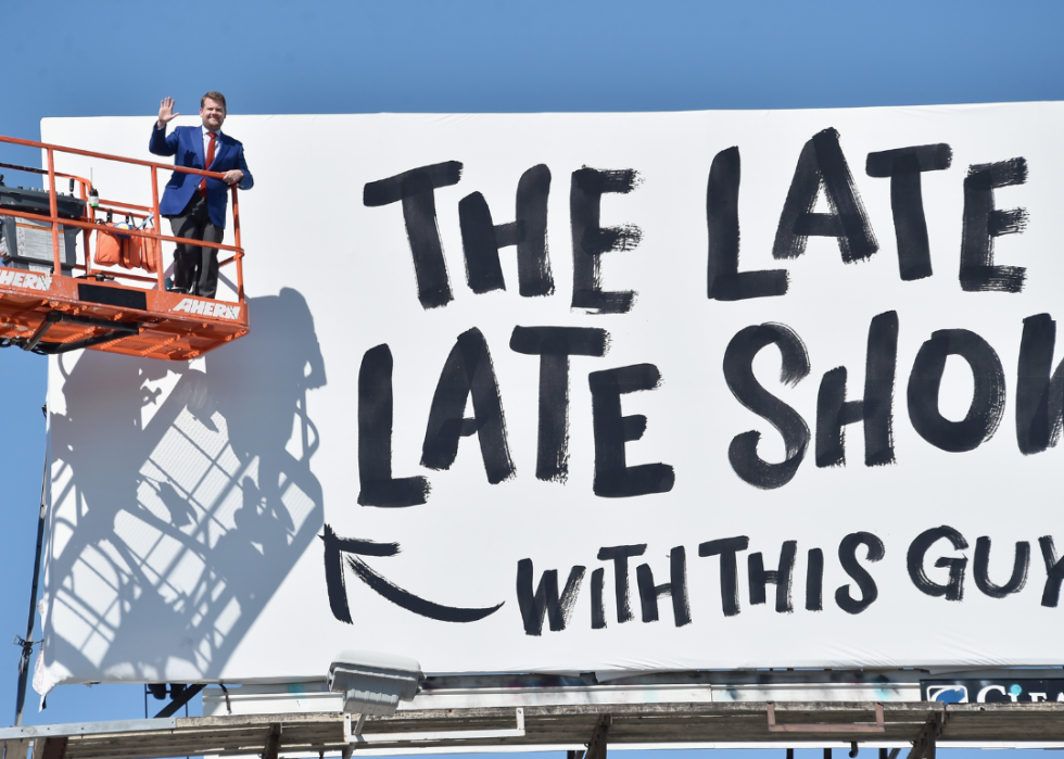 James Corden puts up his own billboard for CBS Television Network's ‘The Late Late Show’.