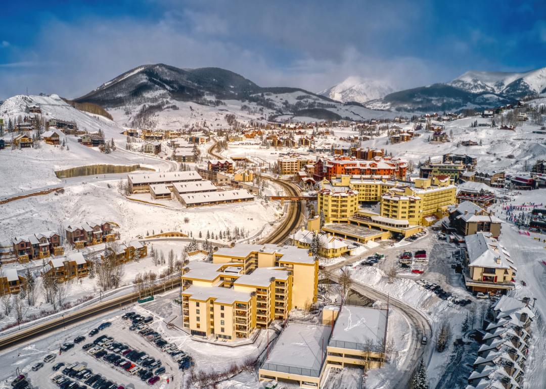 Aerial View of the ski resort town of Crested Butte