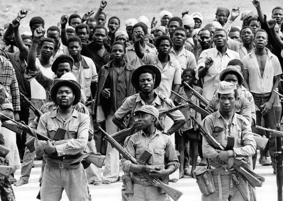 Victorious MPLA fighters in Huambo.