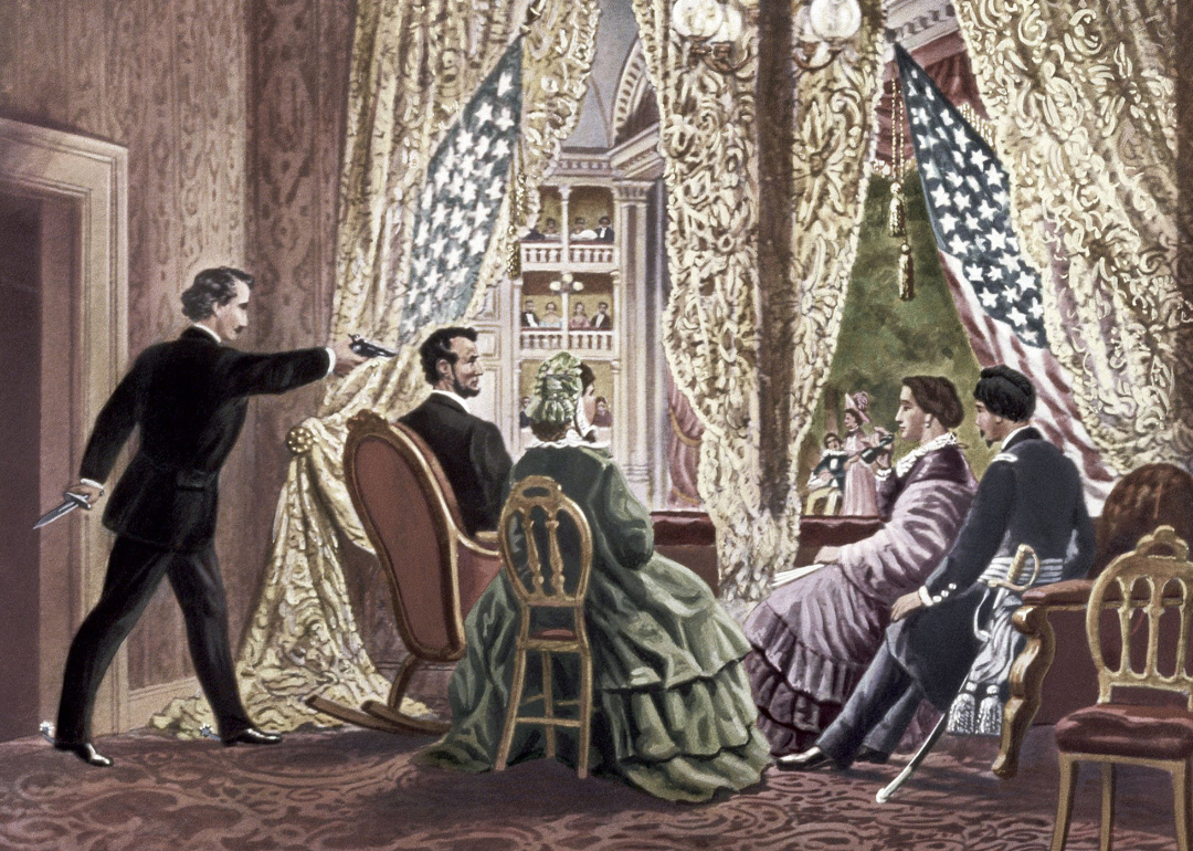 Illustration depicting the assassination of Abraham Lincoln.