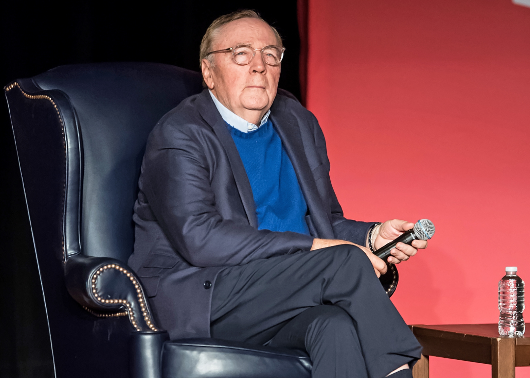 James Patterson speaks at event.
