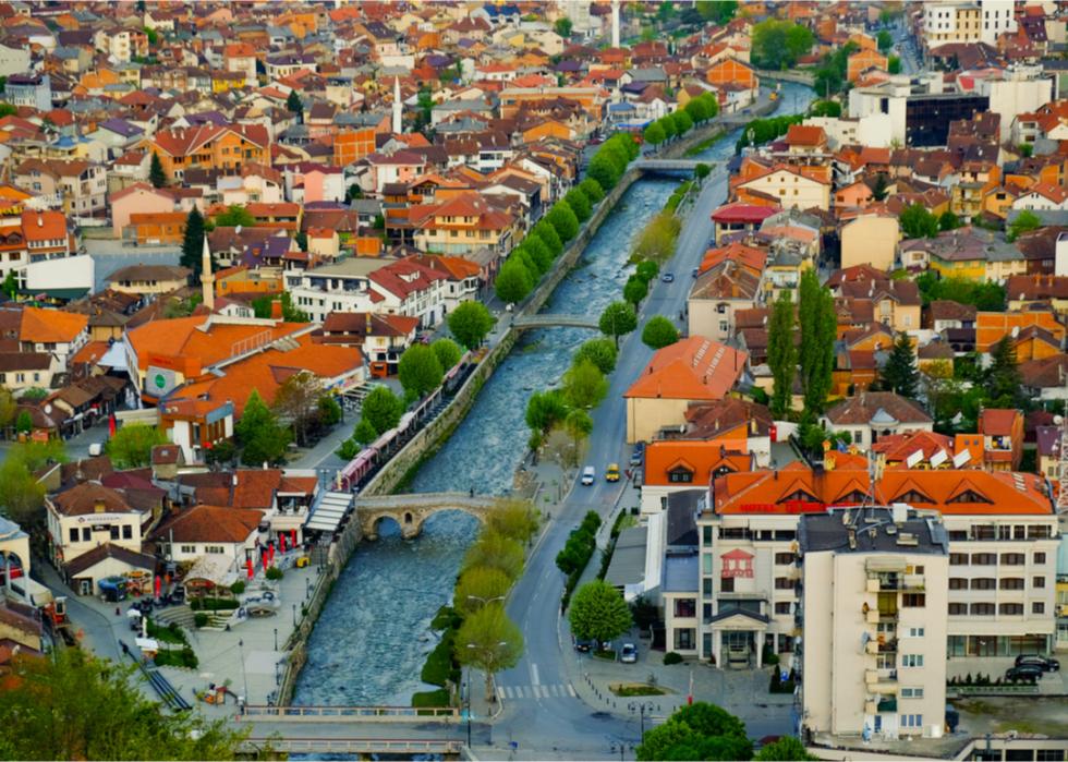 Aerial view of Prizren, Kosovo