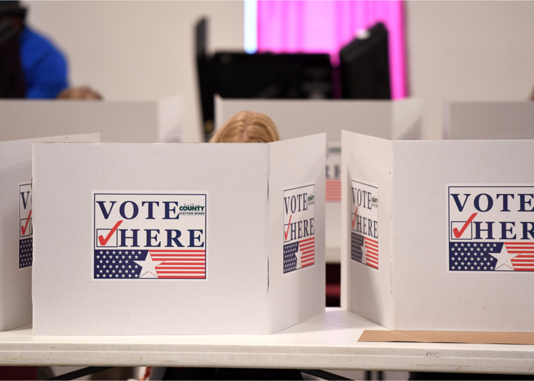 Cardboard voting partitions at polling station