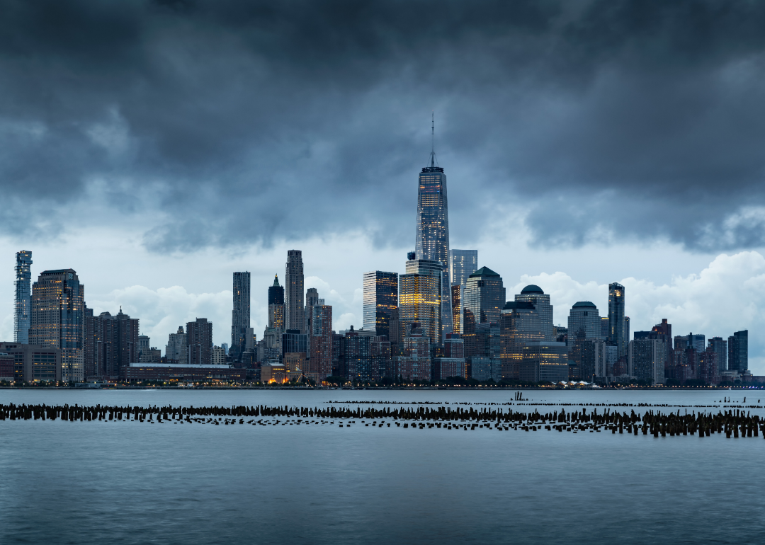 Storm clouds over lower Manhattan.