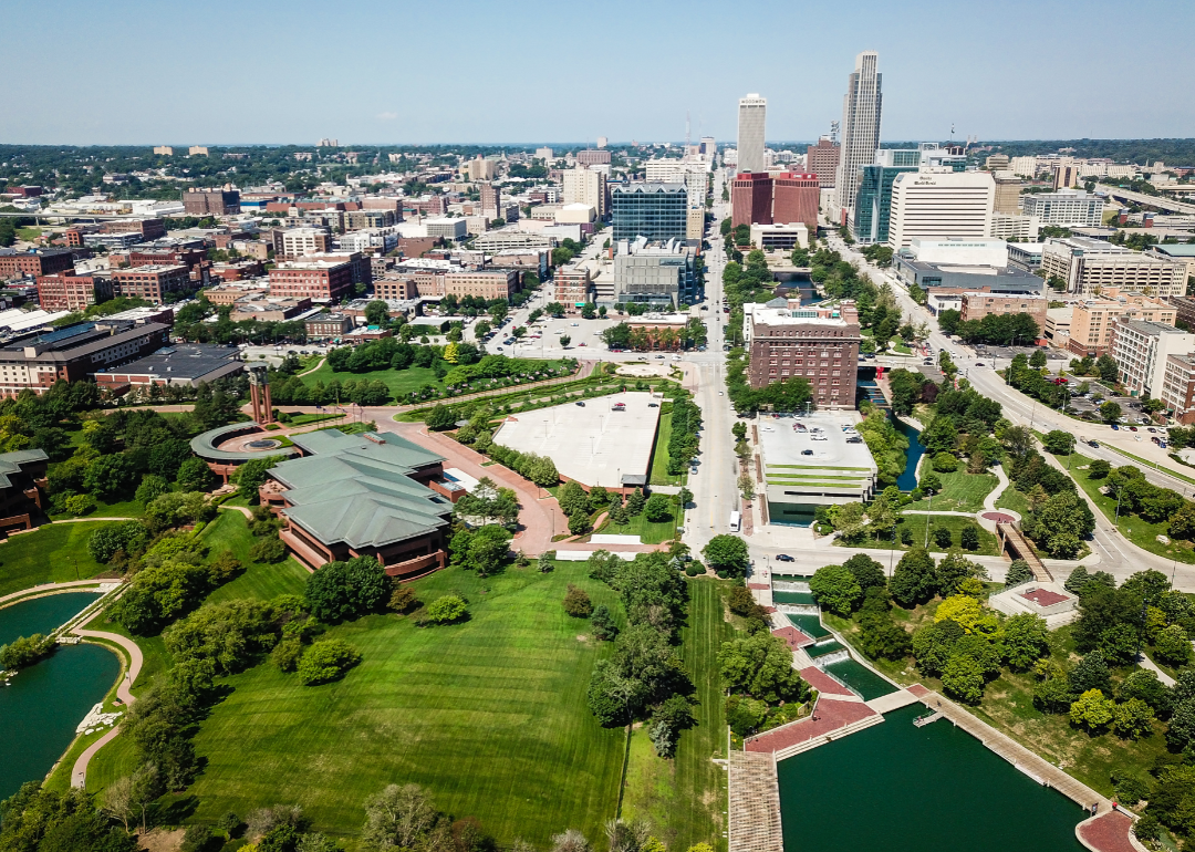 Aerial view Omaha in summer.
