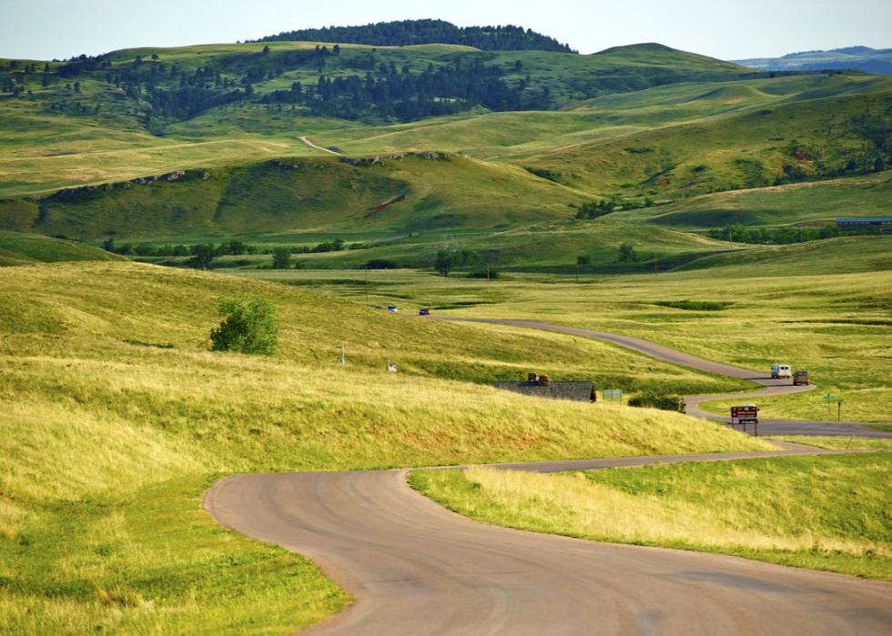 Winding road through Custer Park in Black Hills.