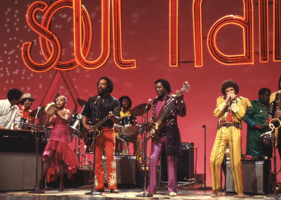 The band War performs on ‘Soul Train’.