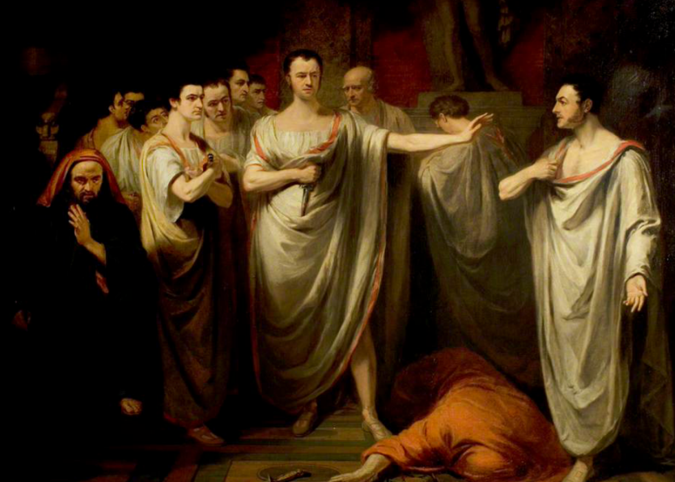 Painting of the murder scene in Julius Caesar