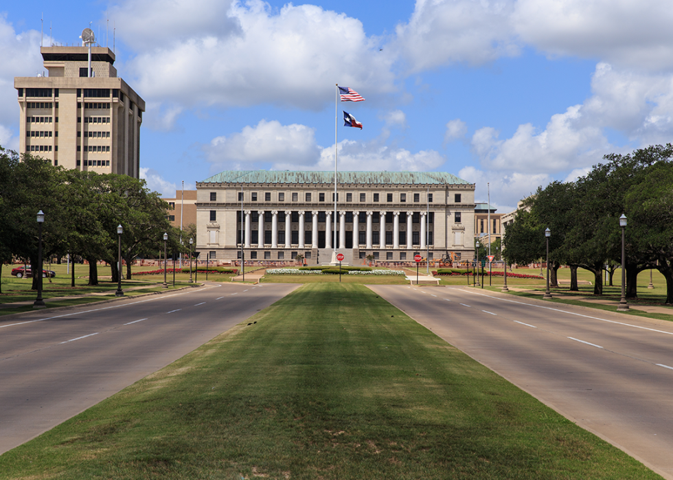 The main entrance to Texas A & M University.