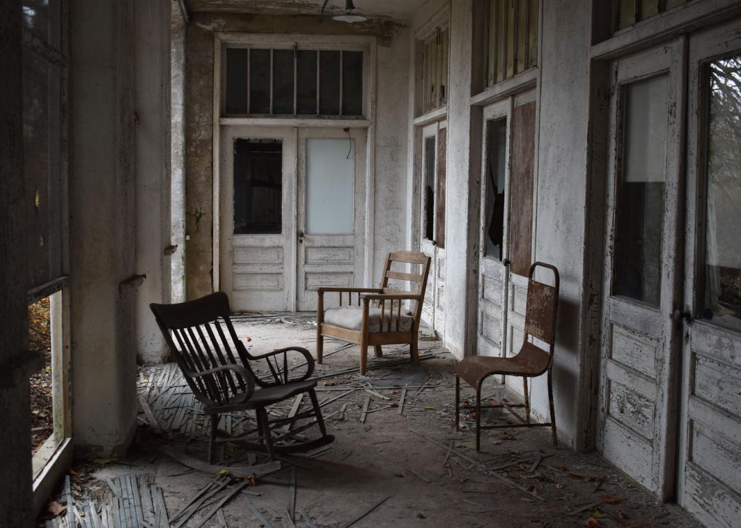 Abandoned room in Hagedorns psychiatric hospital.