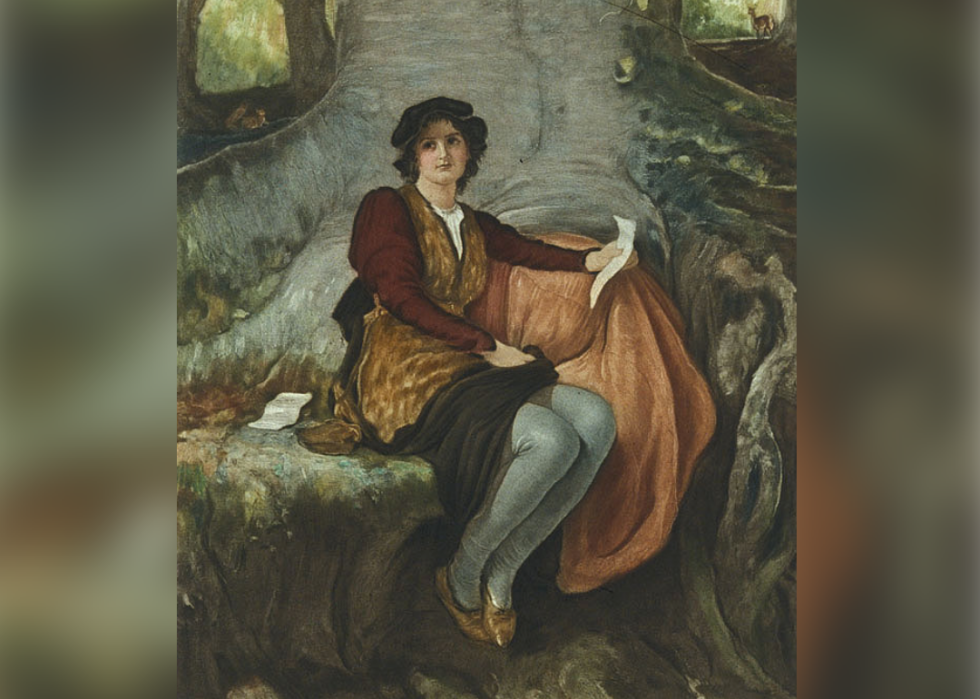 Painting of Rosalind in men’s clothing