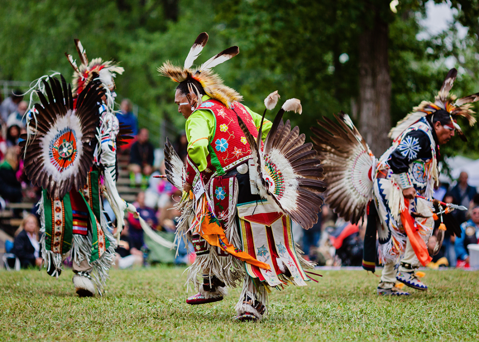 Dancers take part in Kahnawake 26th Annual Echoes Of A Proud Nation Pow Wow in Kahnawake reserve.
