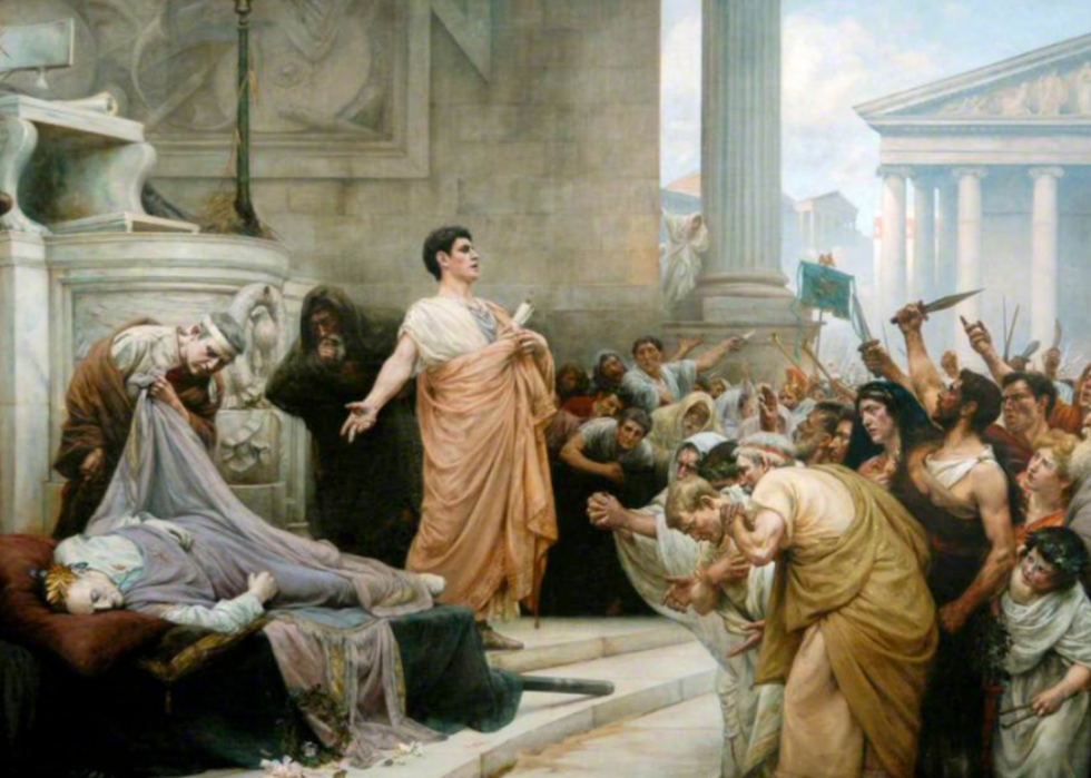Painting of Marc Antony's oration at Caesar's funeral