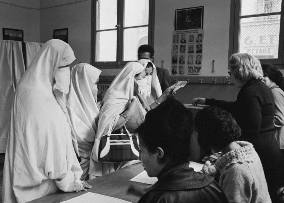 Woman vote in an election in Algeria on Feb. 5, 1967