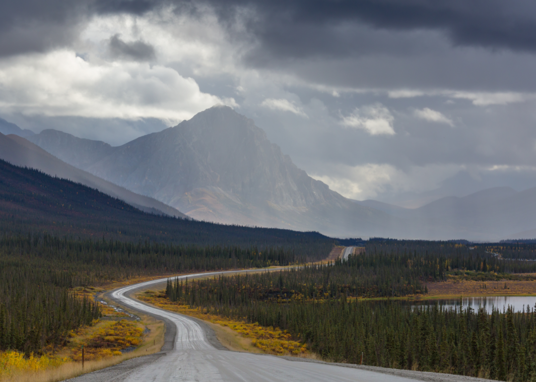 Storm over mountain landscape.