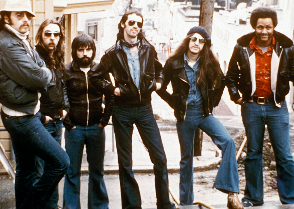 Posed group portrait of the Doobie Brothers.