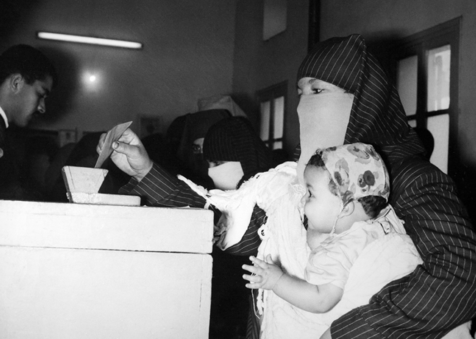A woman votes in Morocco on Dec. 11, 1962