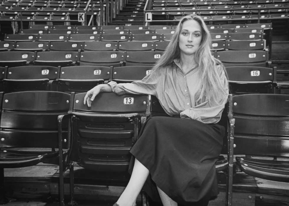 Meryl Streep poses in theatre.