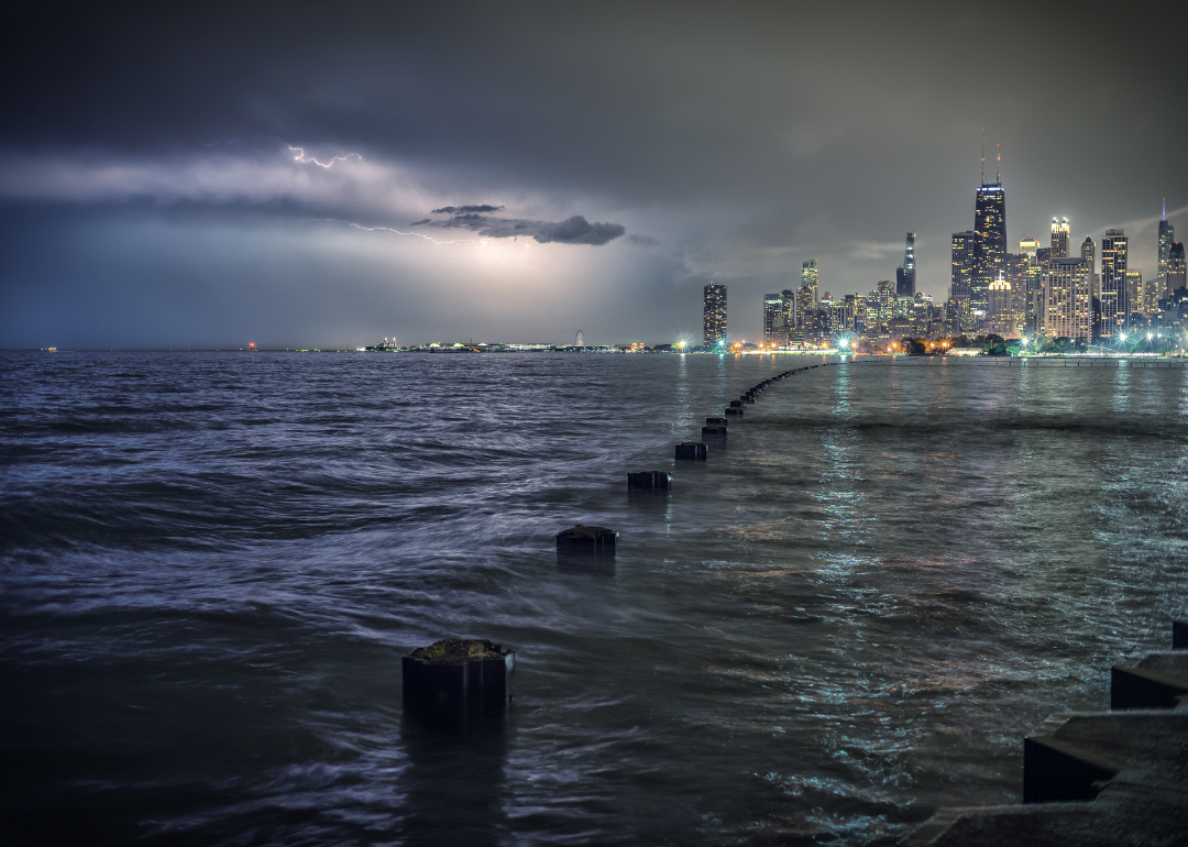 Chicago skyline during a storm.