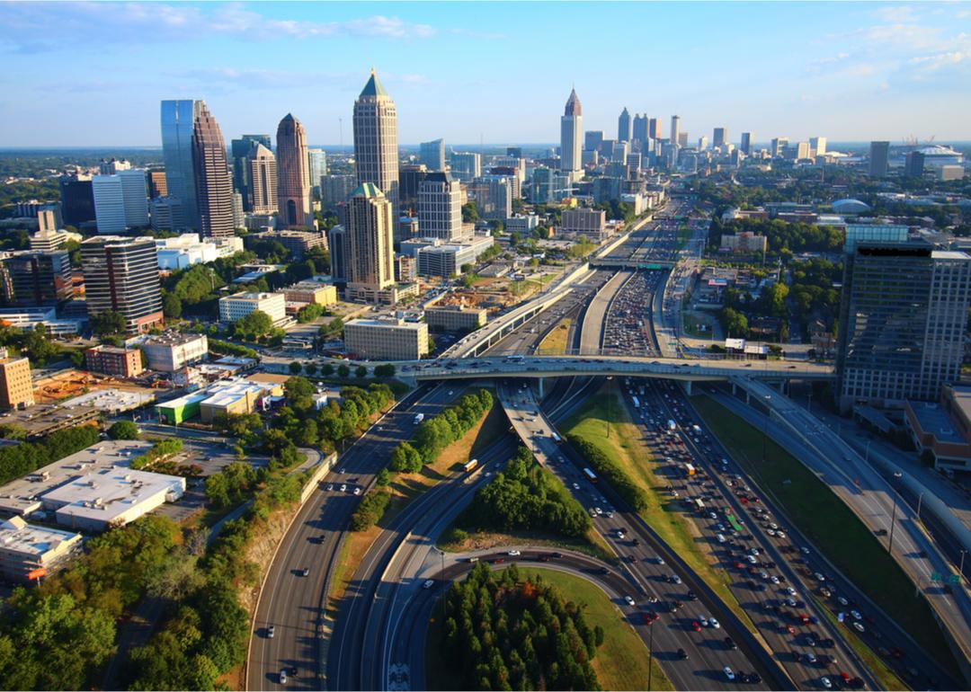 Aerial view of Atlanta metro and highways.