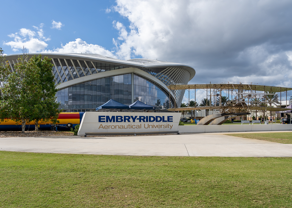 Building and signage on Emory Riddle Aeronautical University campus.