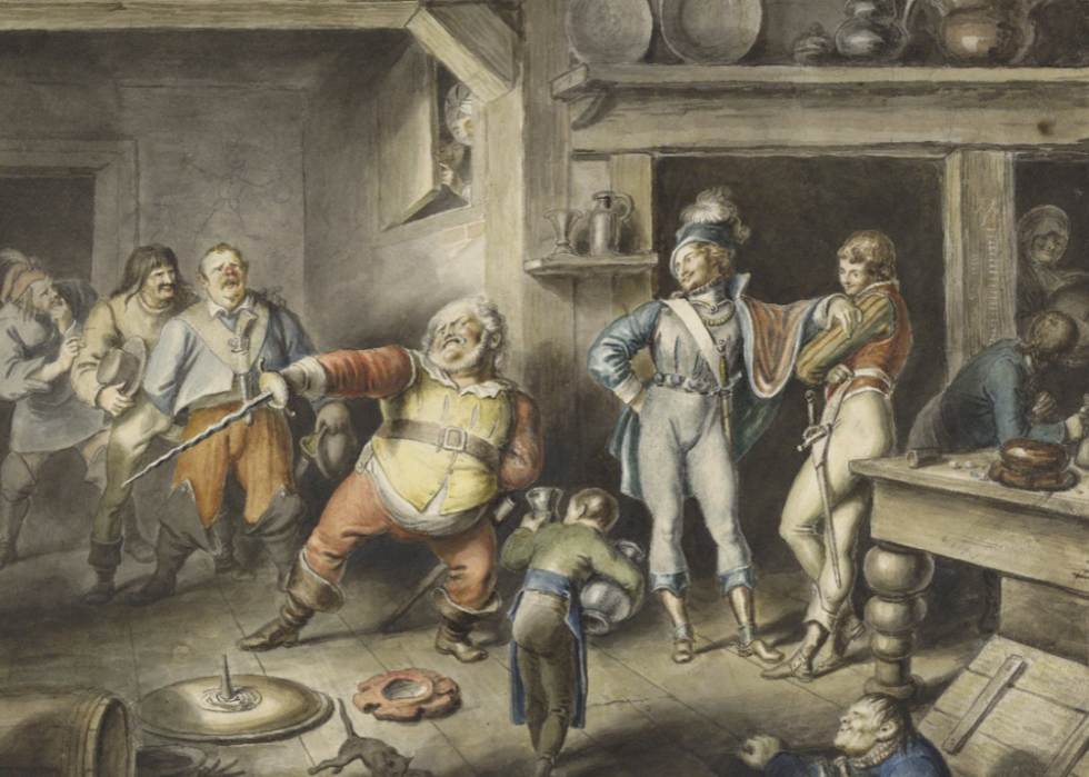 Watercolor of scene in Henry IV