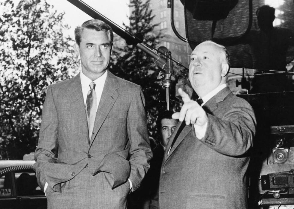 Cary Grant and Alfred Hitchcock on the set of ‘North by Northwest’.