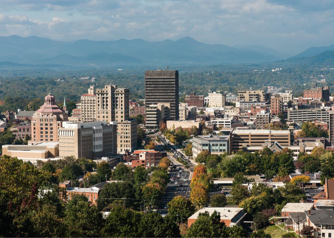 Asheville skyline in the fall.