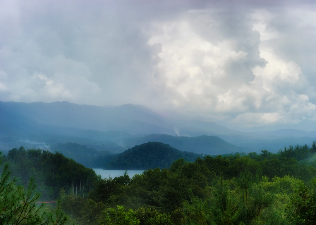 Rain over Boone Lake.