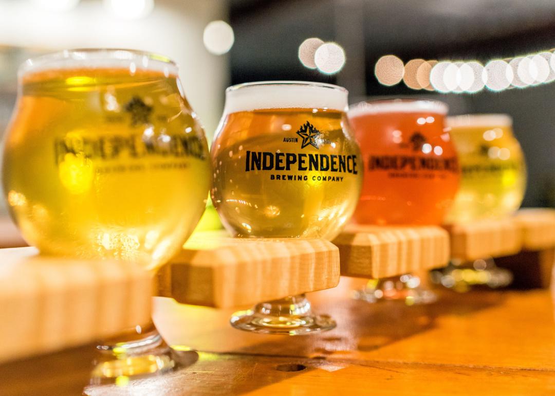 A flight of Independence Brewing Company Beer.