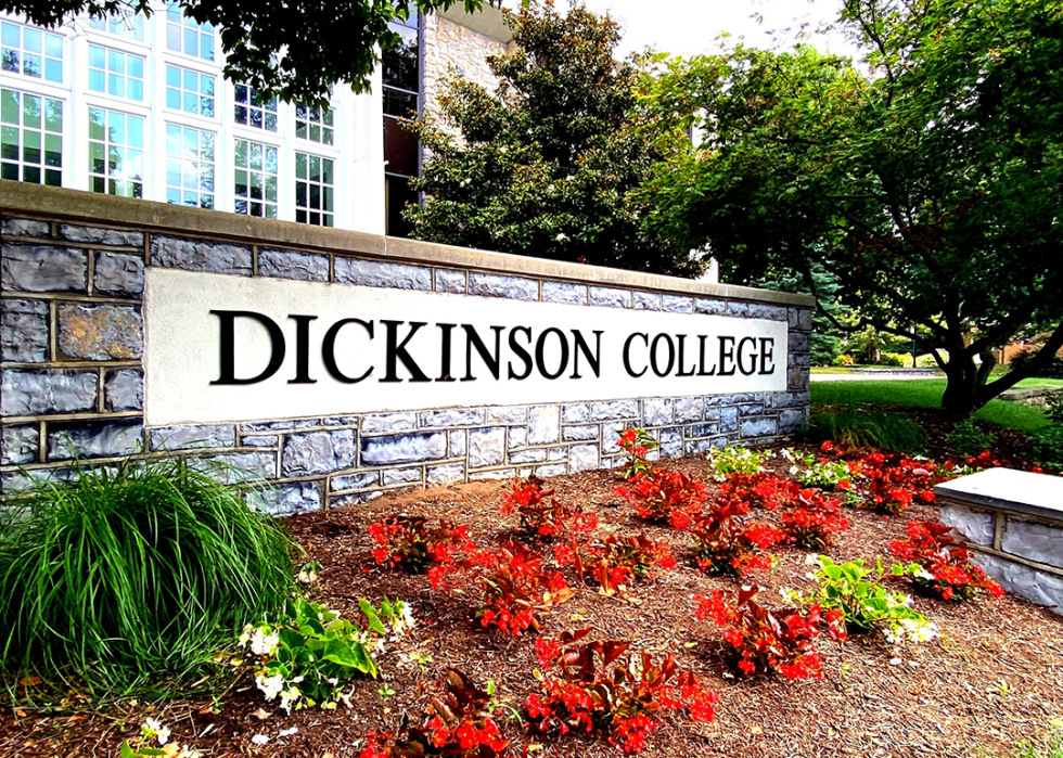 A stone sign for Dickinson College.