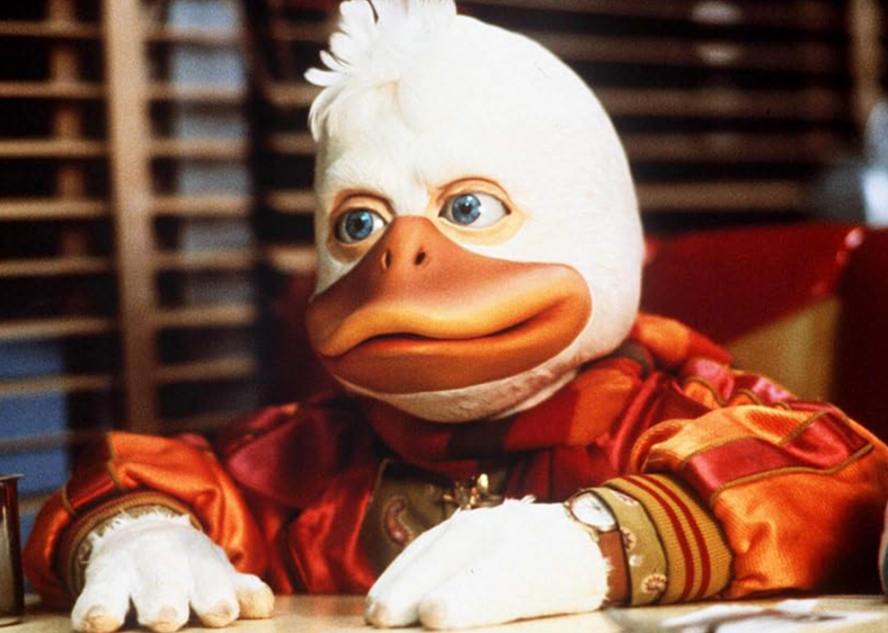 Lea Thompson and Ed Gale in ‘Howard the Duck’.