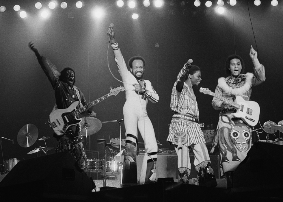 Earth, Wind & Fire performing on stage.