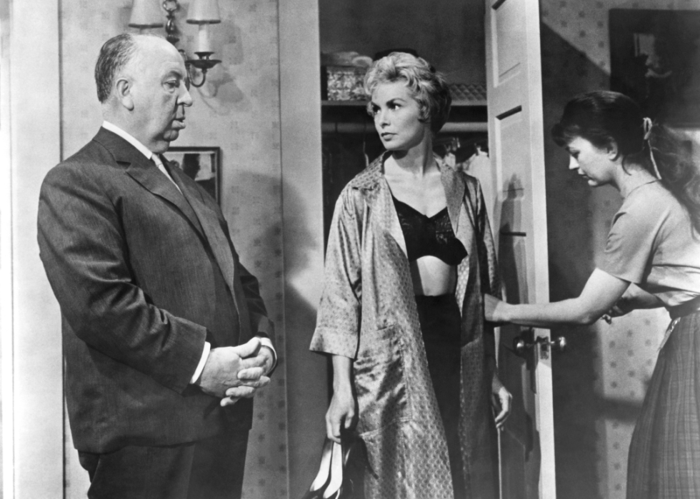 Alfred Hitchcock and Janet Leigh on the set of ‘Psycho’.