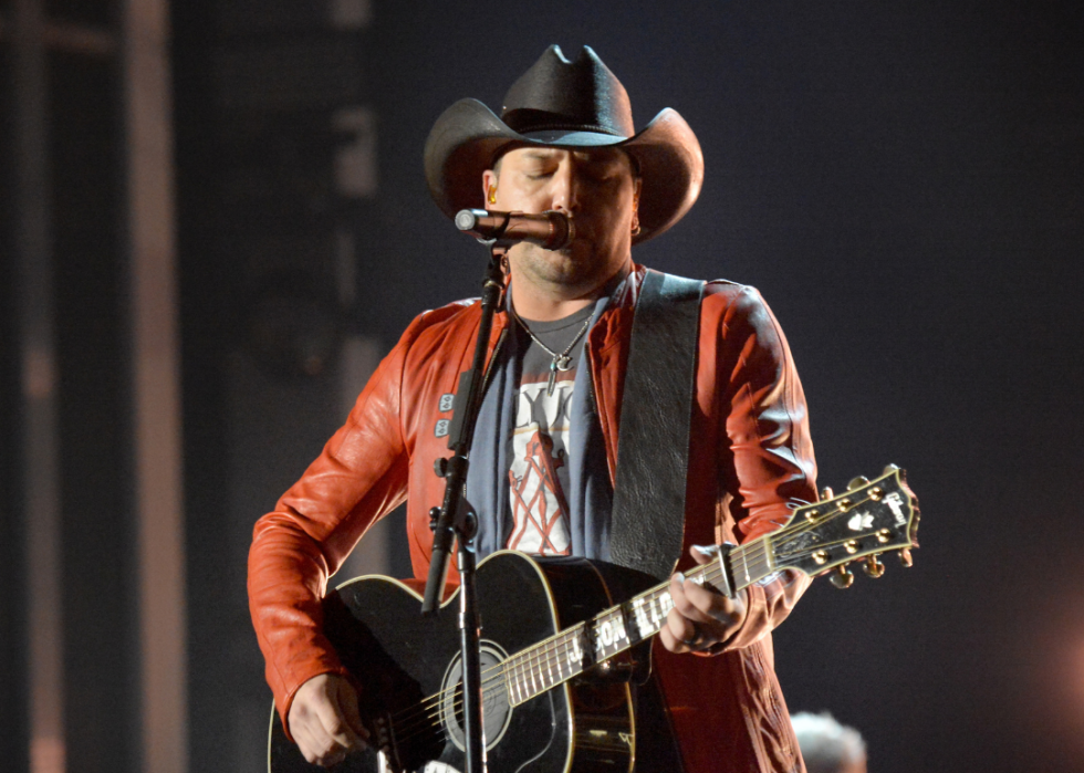 Jason Aldean performs at the Academy Of Country Music Awards.
