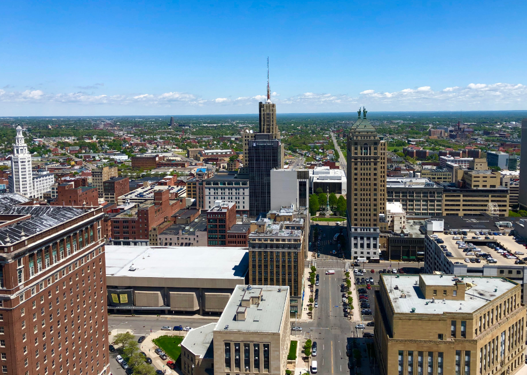 Aerial view Buffalo cityscape.