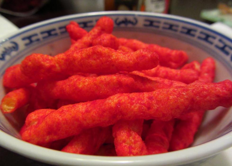 A bowl of Flamin' Hot Cheetos.