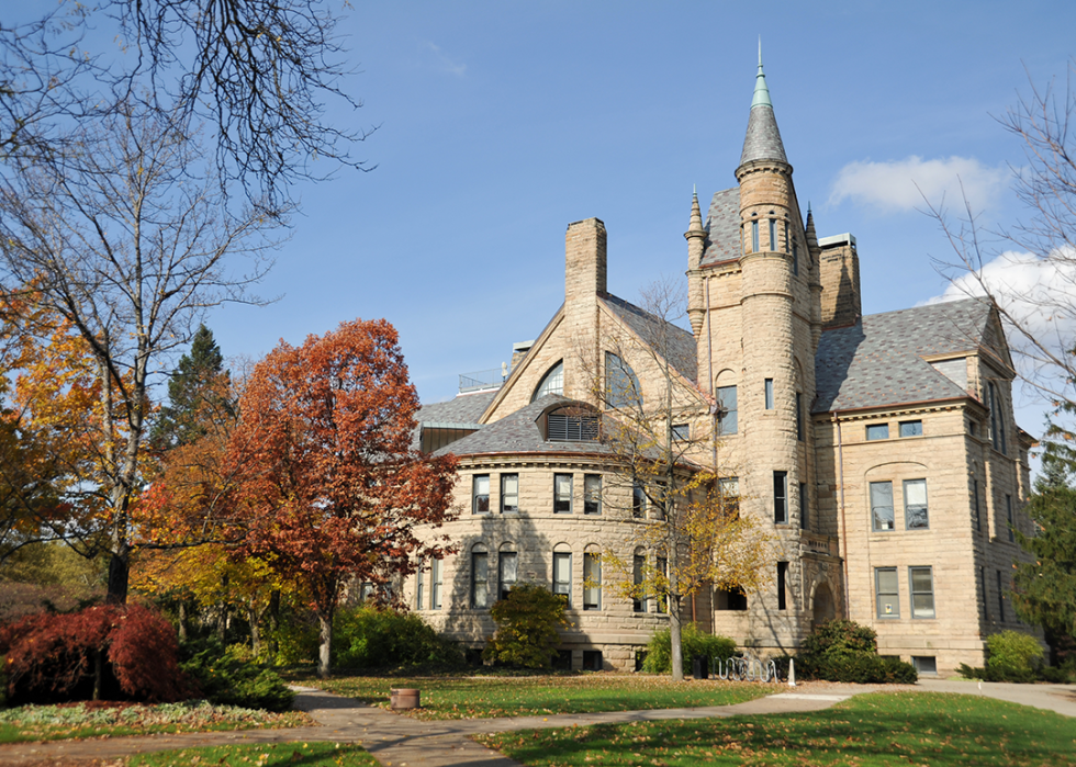 Peters Hall at Oberlin College in autumn.