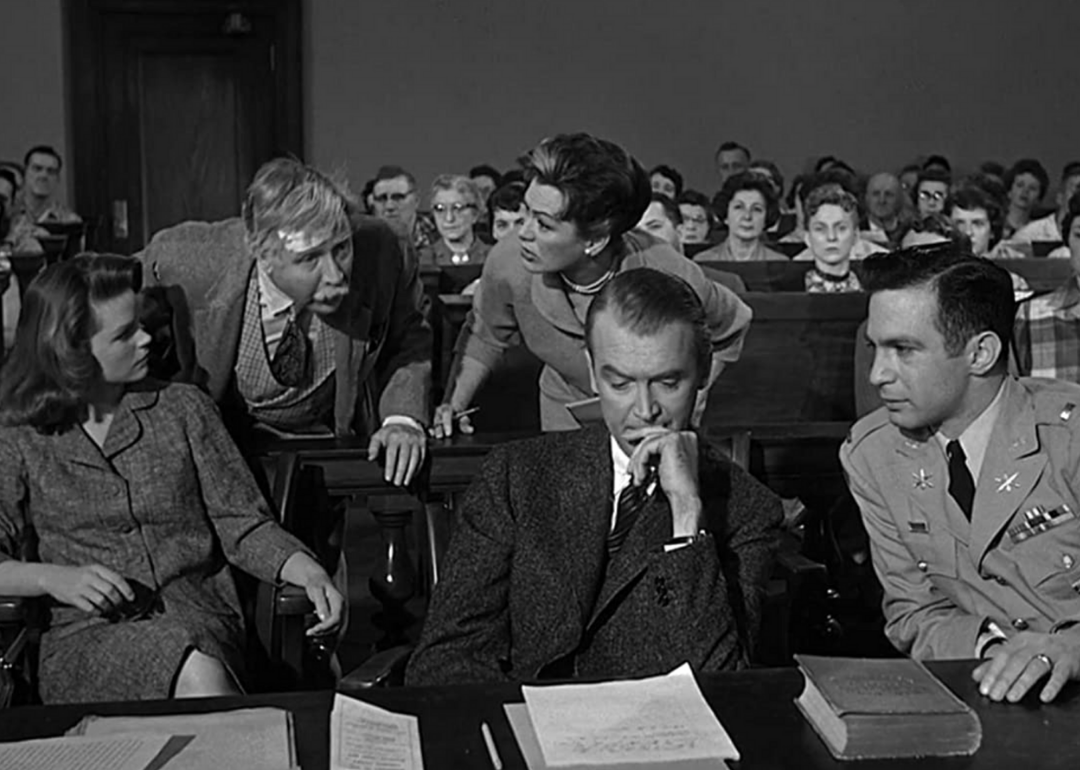 Actors in a scene from Anatomy of a Murder.