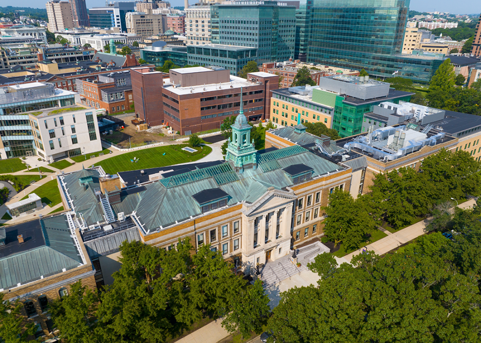Aerial view of Simmons University campus in Boston.