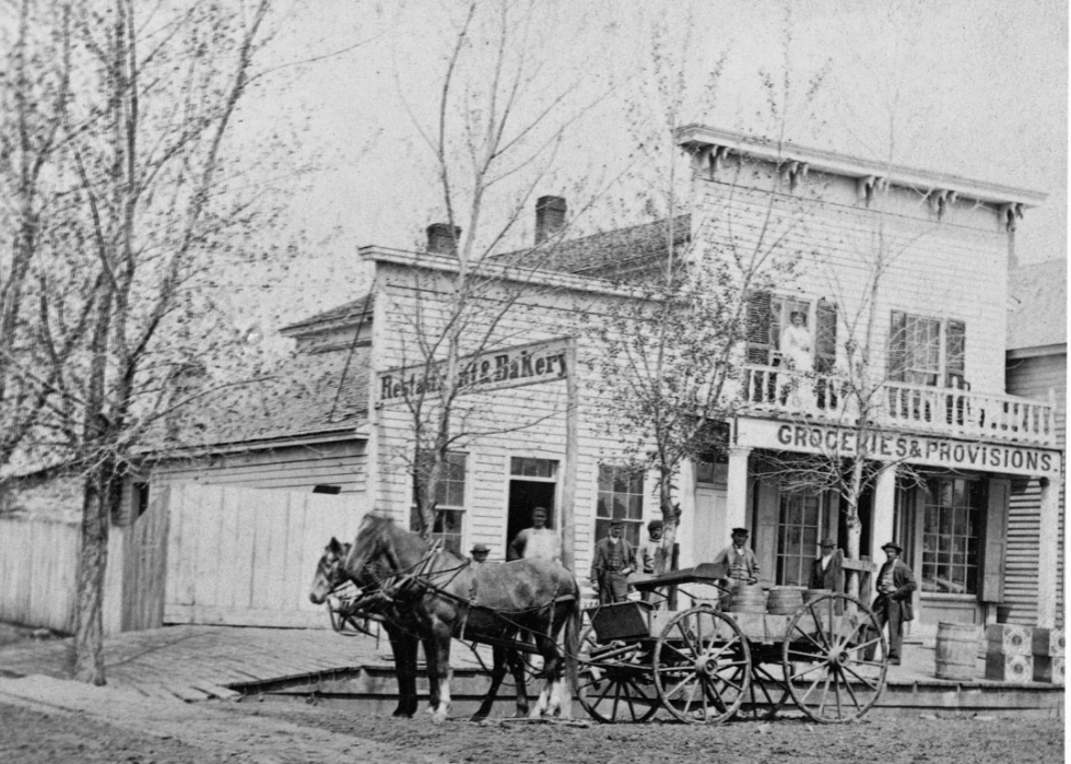 Horse and wagon outside general store