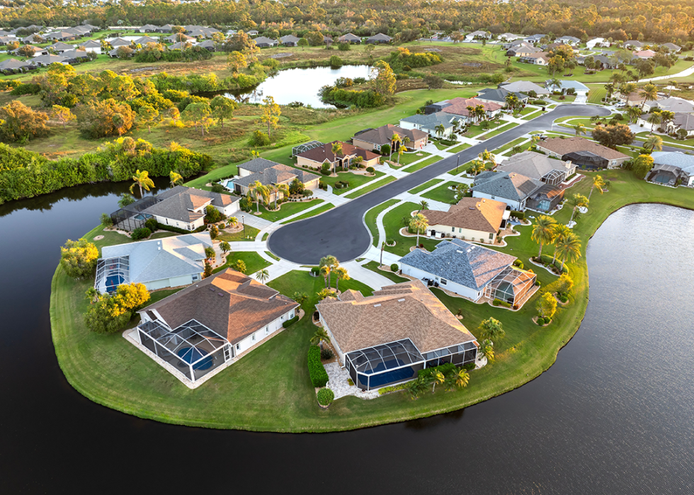 Residential suburbs with upscale suburban houses outside of Sarasota.