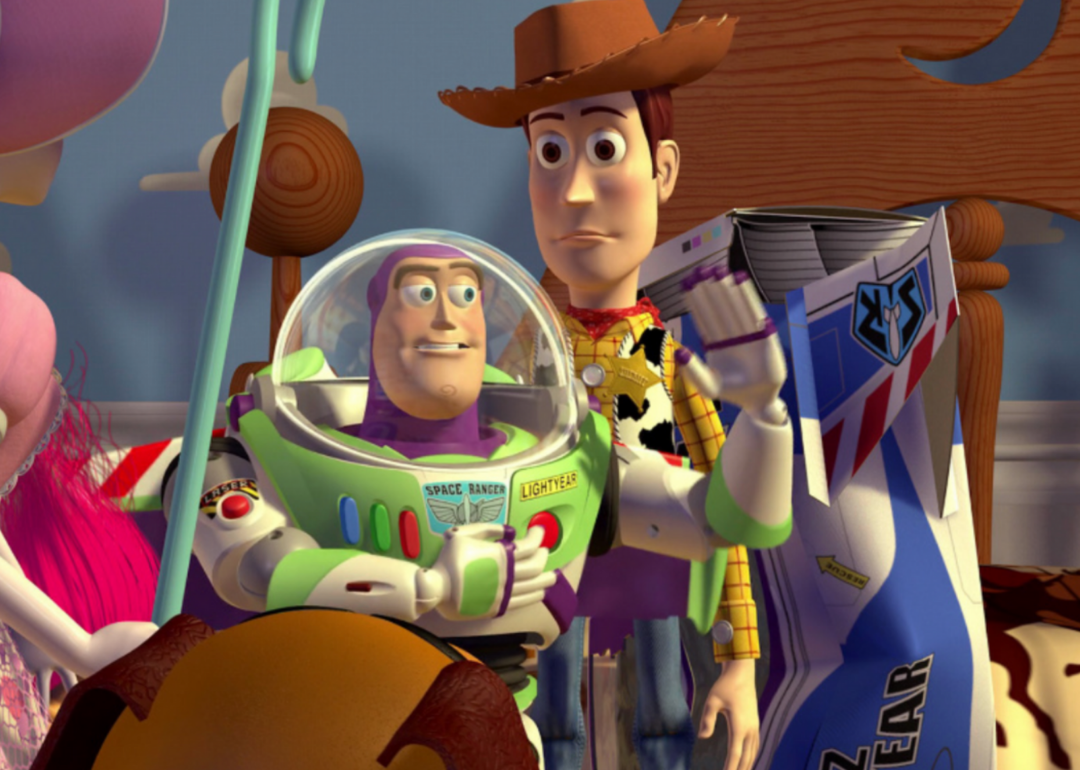Animated still with characters from Toy Story.
