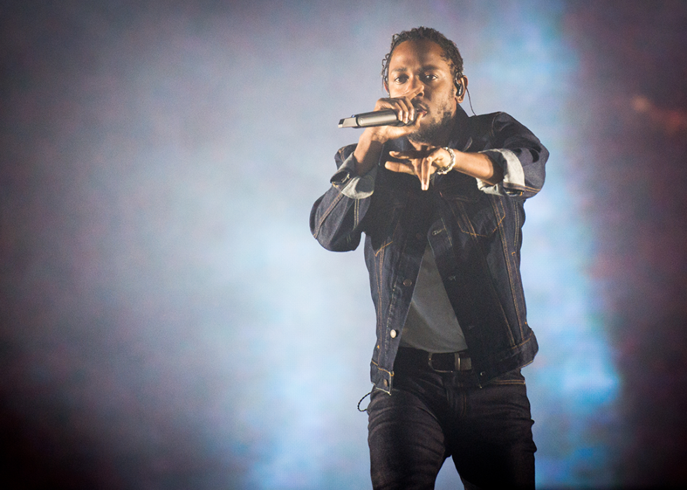 Kendrick Lamar performs onstage.