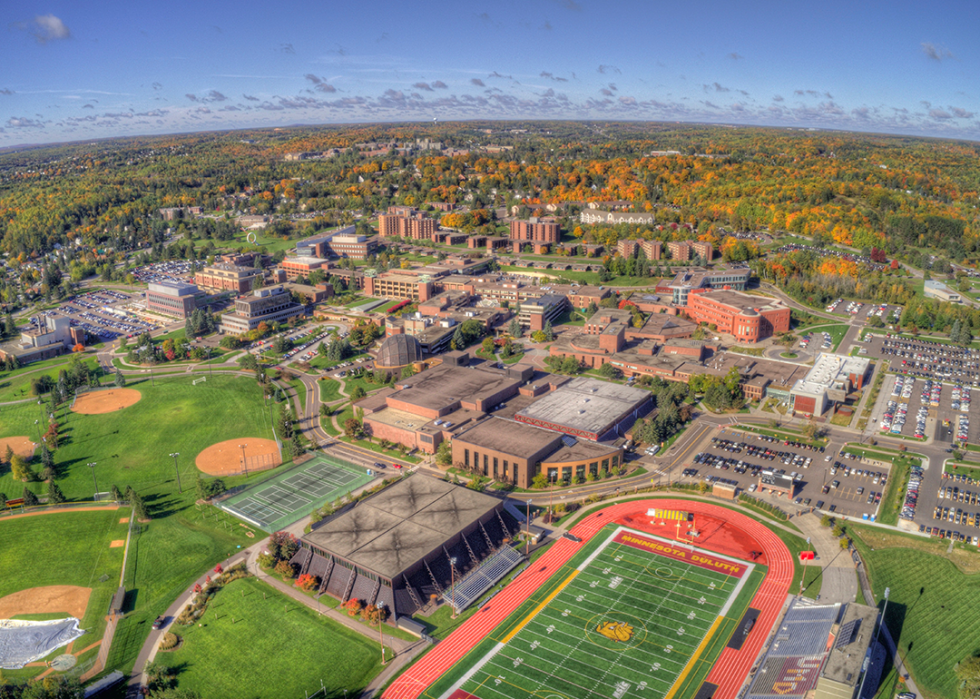 Aerial view of the University of Minnesota in Duluth.