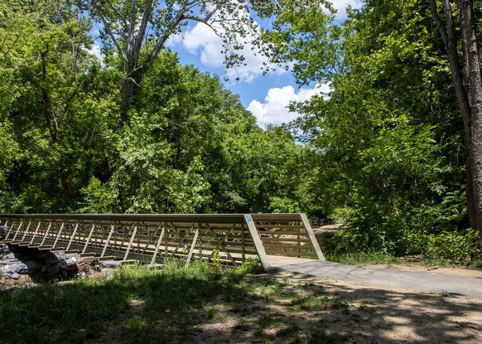 Pedestrian bridge at Little Falls Stream Valley Park.