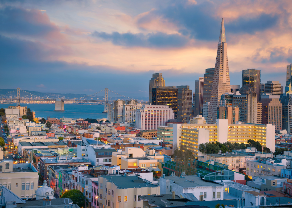 Aerial view of a town in San Francisco.